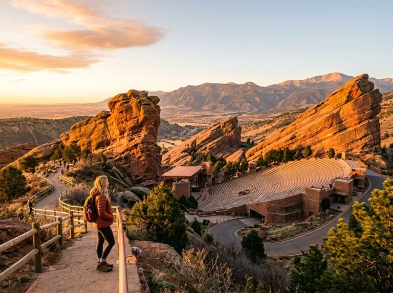 Denver Itinerary Guide 3 Days panoramic morning views at Red Rocks Amphitheatre.