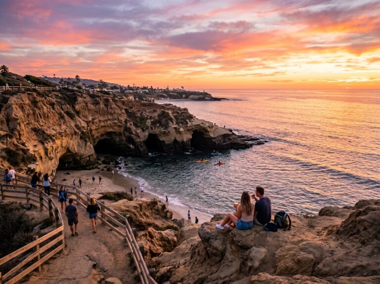 San Diego Itinerary Guide 6 Days coastal cliffs and sunset views at La Jolla Cove.