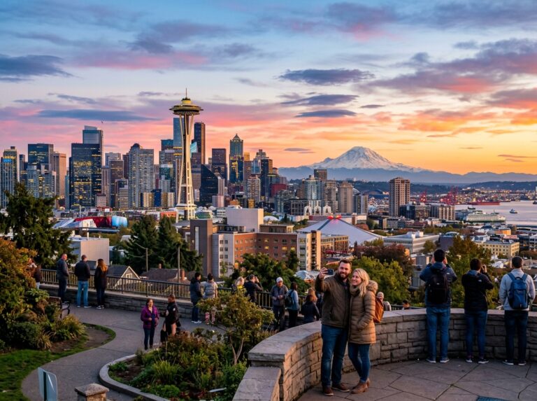 Seattle Itinerary Guide 6 Days panoramic view of the skyline and Mount Rainier.