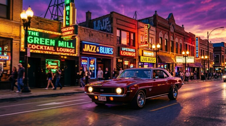 3 Days Jazz & Blues in Chicago classic car driving down specific scenic highways on a musical road trip