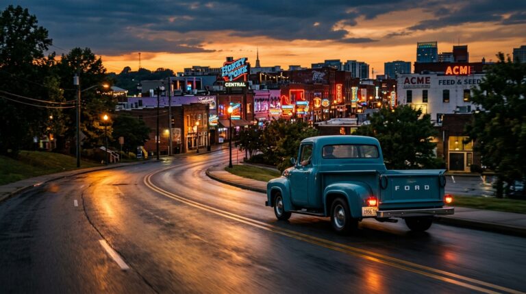3 Days in Nashville vintage vehicle navigating historic country music highway corridors