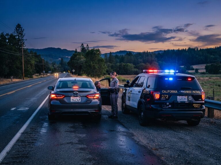 Handle Police Stops in the US As a Foreigner pulled over rental car on US road
