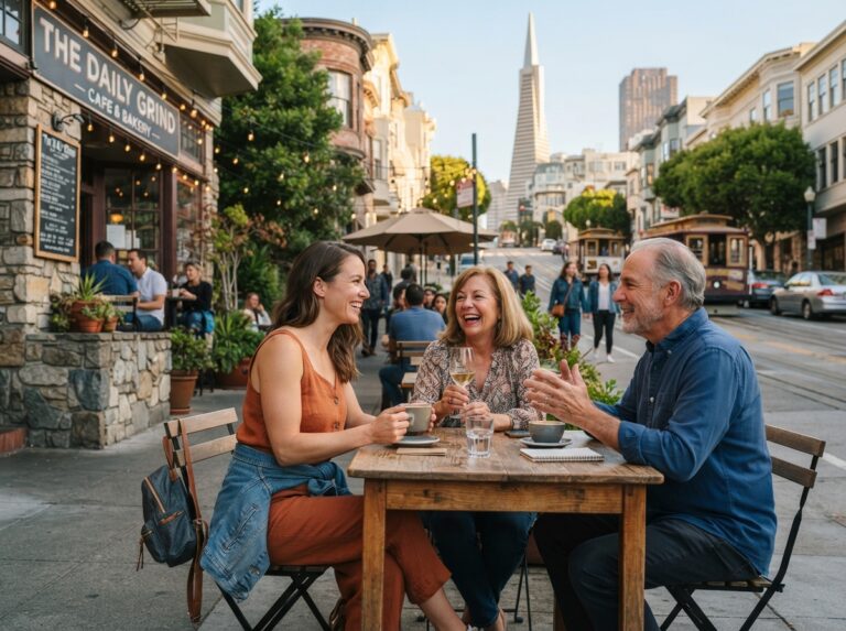 Where to Meet People as a Solo Traveler in the U.S. chatting at an outdoor café
